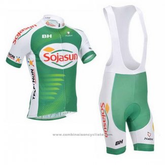 2013 Maillot Cyclisme Sojasun Blanc et Vert Manches Courtes et Cuissard